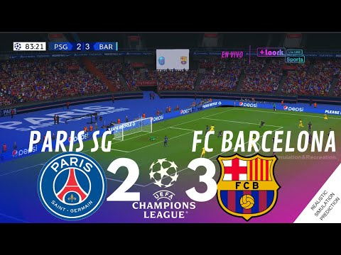 PSG 2-3 BARCELONA • Champions League 23/24 | Highlights Simulación & Recreación VJ – spainfutbol.es